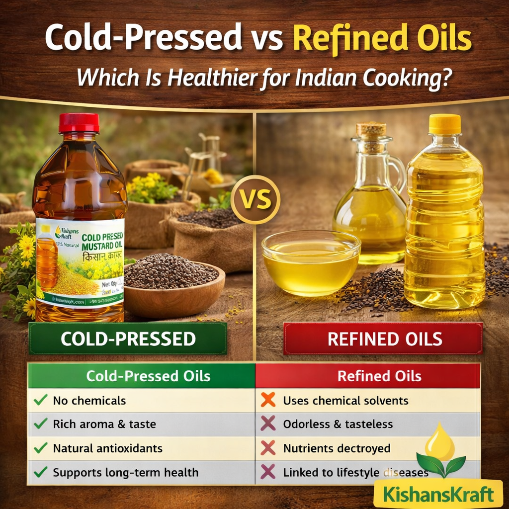Cold-Pressed vs Refined Oils: Which Is Healthier for Indian Cooking? | KishansKraft